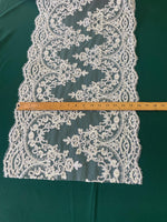 Load image into Gallery viewer, White Lace Fabric by the Yard – 16” Wide Embroidered Floral Lace Trim – Bridal Lace, Wedding Dress Lace, Veil Lace, Couture Lace Fabr
