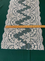 Load image into Gallery viewer, White Lace Fabric by the Yard – 16” Wide Embroidered Floral Lace Trim – Bridal Lace, Wedding Dress Lace, Veil Lace, Couture Lace Fabr
