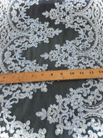 Load image into Gallery viewer, Blue Lace Fabric by the Yard – 16” Wide Embroidered Floral Lace Trim – Bridal Lace, Wedding Dress Lace, Veil Lace, Couture Lace Fabr
