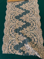 Load image into Gallery viewer, Beige Lace Fabric by the Yard – 16” Wide Embroidered Floral Lace Trim – Bridal Lace, Wedding Dress Lace, Veil Lace, Couture Lace Fabr
