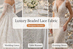 Load image into Gallery viewer, Ivory Beaded Lace Fabric – Bridal Sequin Lace with Rhinestones, Couture Wedding Dress Fabric, Sparkly Evening Gown Lace, High End Designer
