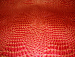 Load image into Gallery viewer, Vinyl faux Leather Crocodile Leather Swamp Coral Rose Metallic Embossed shinny upholstery fabric sold BTY 54" Wide
