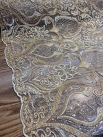 Load image into Gallery viewer, Silver champagne Beaded Lace Fabric, Sequined Embroidered Tulle, Bridal Lace by the Yard, Evening Gown Fabric, Luxury Dress Material
