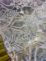 Load image into Gallery viewer, Lilac Beaded Lace Fabric, Sequined Embroidered Tulle, Bridal Lace by the Yard, Evening Gown Fabric, Luxury Dress Material
