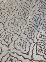 Load image into Gallery viewer, Bronze Damask Upholstery Fabric Scroll Medallion – Traditional Jacquard Home Decor Fabric by the Yard
