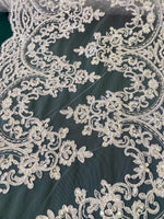 Load image into Gallery viewer, White Lace Fabric by the Yard – 16” Wide Embroidered Floral Lace Trim – Bridal Lace, Wedding Dress Lace, Veil Lace, Couture Lace Fabr
