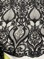 Load image into Gallery viewer, Black Beaded Lace Fabric Mesh – Luxury Sequin Embroidered Fabric by the Yard – Bridal, Evening Gown, Prom Dress, Couture Lace Material
