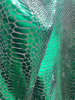 Load image into Gallery viewer, Green Giant Snake Scales Hologram Nylon Spandex Fabric dance swimsuits 4 way stretch 58" wide  Sportswear, Athletic
