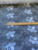 Load image into Gallery viewer, White floral lace ,embroider with sequin on mesh scalloped, sold by the yard 54” wide
