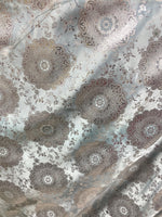 Load image into Gallery viewer, Light blue &amp; Gold Brocade Jacquard Fabric – Metallic Floral Medallion Pattern – Upholstery, Costume, Drapery, Sewing Material by the Y
