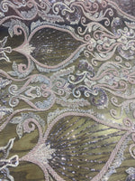 Load image into Gallery viewer, Lilac Beaded Lace Fabric, Sequined Embroidered Tulle, Bridal Lace by the Yard, Evening Gown Fabric, Luxury Dress Material
