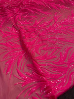 Load image into Gallery viewer, Hot Pink Sequin Stretch Fabric on Mesh – Sparkle Fabric for Dresses, Gowns, Costumes, Dancewear &amp; Event Decor by the Yard
