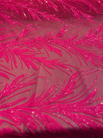Load image into Gallery viewer, Hot Pink Sequin Stretch Fabric on Mesh – Sparkle Fabric for Dresses, Gowns, Costumes, Dancewear &amp; Event Decor by the Yard
