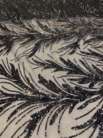 Load image into Gallery viewer, Black Sequin Stretch Fabric on Mesh – Sparkle Fabric for Dresses, Gowns, Costumes, Dancewear &amp; Event Decor by the Yard
