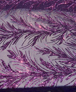 Load image into Gallery viewer, Purple Sequin Stretch Fabric on Mesh – Sparkle Fabric for Dresses, Gowns, Costumes, Dancewear &amp; Event Decor by the Yard
