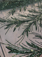 Load image into Gallery viewer, Green Sequin Stretch Fabric on Mesh – Sparkle Fabric for Dresses, Gowns, Costumes, Dancewear &amp; Event Decor by the Yard
