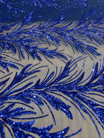 Load image into Gallery viewer, Royal Sequin Stretch Fabric on Mesh – Sparkle Fabric for Dresses, Gowns, Costumes, Dancewear &amp; Event Decor by the Yard
