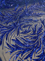 Load image into Gallery viewer, Royal Sequin Stretch Fabric on Mesh – Sparkle Fabric for Dresses, Gowns, Costumes, Dancewear &amp; Event Decor by the Yard
