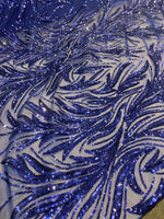 Load image into Gallery viewer, Dark Royal Sequin Stretch Fabric on Mesh – Sparkle Fabric for Dresses, Gowns, Costumes, Dancewear &amp; Event Decor by the Yard
