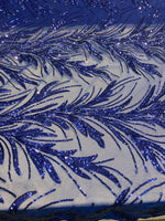 Load image into Gallery viewer, Dark Royal Sequin Stretch Fabric on Mesh – Sparkle Fabric for Dresses, Gowns, Costumes, Dancewear &amp; Event Decor by the Yard
