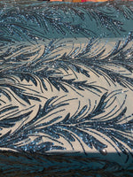 Load image into Gallery viewer, Teal Sequin Stretch Fabric on Mesh – Sparkle Fabric for Dresses, Gowns, Costumes, Dancewear &amp; Event Decor by the Yard
