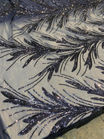 Load image into Gallery viewer, Navy Sequin Stretch Fabric on Mesh – Sparkle Fabric for Dresses, Gowns, Costumes, Dancewear &amp; Event Decor by the Yard
