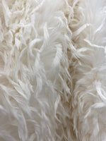 Load image into Gallery viewer, Off white Feather Faux Fur Fabric by the Yard – Soft Short Pile Feather Trim Fabric – Bridal, Couture, Costume, Luxury Decor Material

