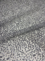 Load image into Gallery viewer, Silver Rhinestone Glitter Fabric by the Yard – Sparkling Mesh Overlay, Glam Wedding Fabric, Evening Gown Material, Luxury Craft Fabric
