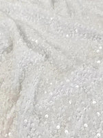 Load image into Gallery viewer, White Stretch Velvet Sequin Fabric by the Yard – Sparkling Stretch Sequin Velvet for Dresses, Gowns, Costumes, Upholstery &amp; Decor
