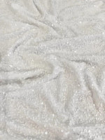 Load image into Gallery viewer, White Stretch Velvet Sequin Fabric by the Yard – Sparkling Stretch Sequin Velvet for Dresses, Gowns, Costumes, Upholstery &amp; Decor
