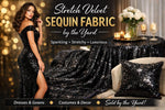 Load image into Gallery viewer, White Stretch Velvet Sequin Fabric by the Yard – Sparkling Stretch Sequin Velvet for Dresses, Gowns, Costumes, Upholstery &amp; Decor
