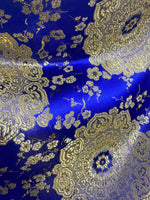 Load image into Gallery viewer, Royal &amp; Gold Brocade Jacquard Fabric – Metallic Floral Medallion Pattern – Upholstery, Costume, Drapery, Sewing Material by the Y
