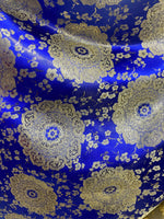 Load image into Gallery viewer, Royal &amp; Gold Brocade Jacquard Fabric – Metallic Floral Medallion Pattern – Upholstery, Costume, Drapery, Sewing Material by the Y
