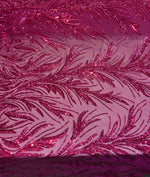 Load image into Gallery viewer, Fuchsia Sequin Stretch Fabric on Mesh – Sparkle Fabric for Dresses, Gowns, Costumes, Dancewear &amp; Event Decor by the Yard
