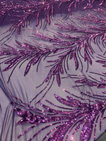Load image into Gallery viewer, Purple Sequin Stretch Fabric on Mesh – Sparkle Fabric for Dresses, Gowns, Costumes, Dancewear &amp; Event Decor by the Yard
