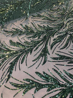 Load image into Gallery viewer, Green Sequin Stretch Fabric on Mesh – Sparkle Fabric for Dresses, Gowns, Costumes, Dancewear &amp; Event Decor by the Yard
