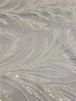 Load image into Gallery viewer, White Sequin Stretch Fabric on Mesh – Sparkle Fabric for Dresses, Gowns, Costumes, Dancewear &amp; Event Decor by the Yard
