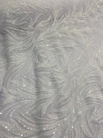 Load image into Gallery viewer, White Sequin Stretch Fabric on Mesh – Sparkle Fabric for Dresses, Gowns, Costumes, Dancewear &amp; Event Decor by the Yard
