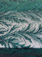 Load image into Gallery viewer, Emerald Sequin Stretch Fabric on Mesh – Sparkle Fabric for Dresses, Gowns, Costumes, Dancewear &amp; Event Decor by the Yard
