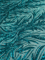 Load image into Gallery viewer, Jade Sequin Stretch Fabric on Mesh – Sparkle Fabric for Dresses, Gowns, Costumes, Dancewear &amp; Event Decor by the Yard
