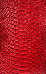 Load image into Gallery viewer, Fire Red Snake Viper vinyl  leather  Embossed upholstery fabric sold by the yard 54" Wide
