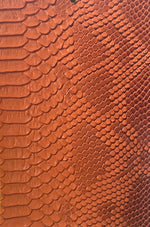 Load image into Gallery viewer, Orange Snake Viper vinyl  leather  Embossed upholstery fabric sold by the yard 54" Wide
