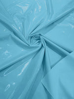 Load image into Gallery viewer, Baby blue Glossy shiny Vinyl Spandex Fabric Stretch Patent Leather Look Apparel Material  by the Yard
