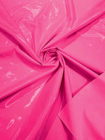 Load image into Gallery viewer, Hot Pink Glossy shiny Vinyl Spandex Fabric Stretch Patent Leather Look Apparel Material  by the Yard
