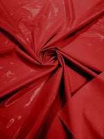 Load image into Gallery viewer, Red Glossy shiny Vinyl Spandex Fabric Stretch Patent Leather Look Apparel Material  by the Yard
