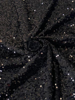 Load image into Gallery viewer, Black Stretch Velvet Sequin Fabric by the Yard – Sparkling Stretch Sequin Velvet for Dresses, Gowns, Costumes, Upholstery &amp; Decor
