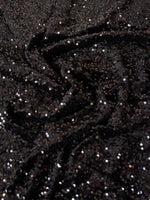 Load image into Gallery viewer, Black Stretch Velvet Sequin Fabric by the Yard – Sparkling Stretch Sequin Velvet for Dresses, Gowns, Costumes, Upholstery &amp; Decor
