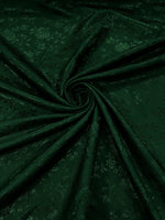 Load image into Gallery viewer, Hunter Green Jacquard brocade satin fabric Floral 58" wide per yard
