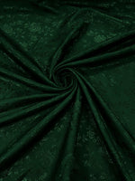 Load image into Gallery viewer, Hunter Green Jacquard brocade satin fabric Floral 58" wide per yard
