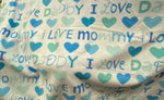 Load image into Gallery viewer, I Love Mommy Daddy Fleece Fabric with Hearts – Soft Baby Fabric by the Yard – Nursery Blanket, DIY Baby Projects
